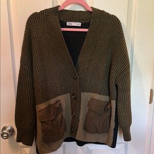 Zara Green Chunky Knit Cardigan